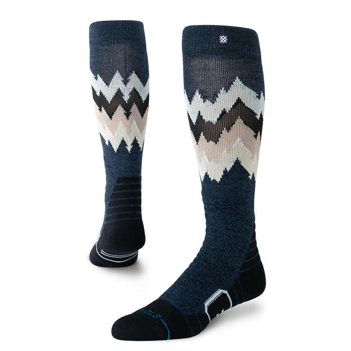 Bas de neige pour femme Stance Thompson Mid Wool Black Heather, motif à chevrons — paire présentée en volume.