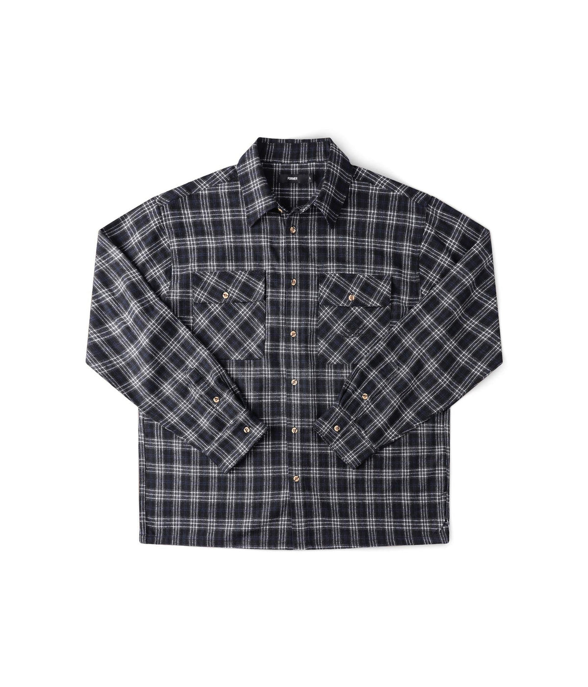 FORMER VIVAN FLANNEL LS SHIRT - BLACK/GREY