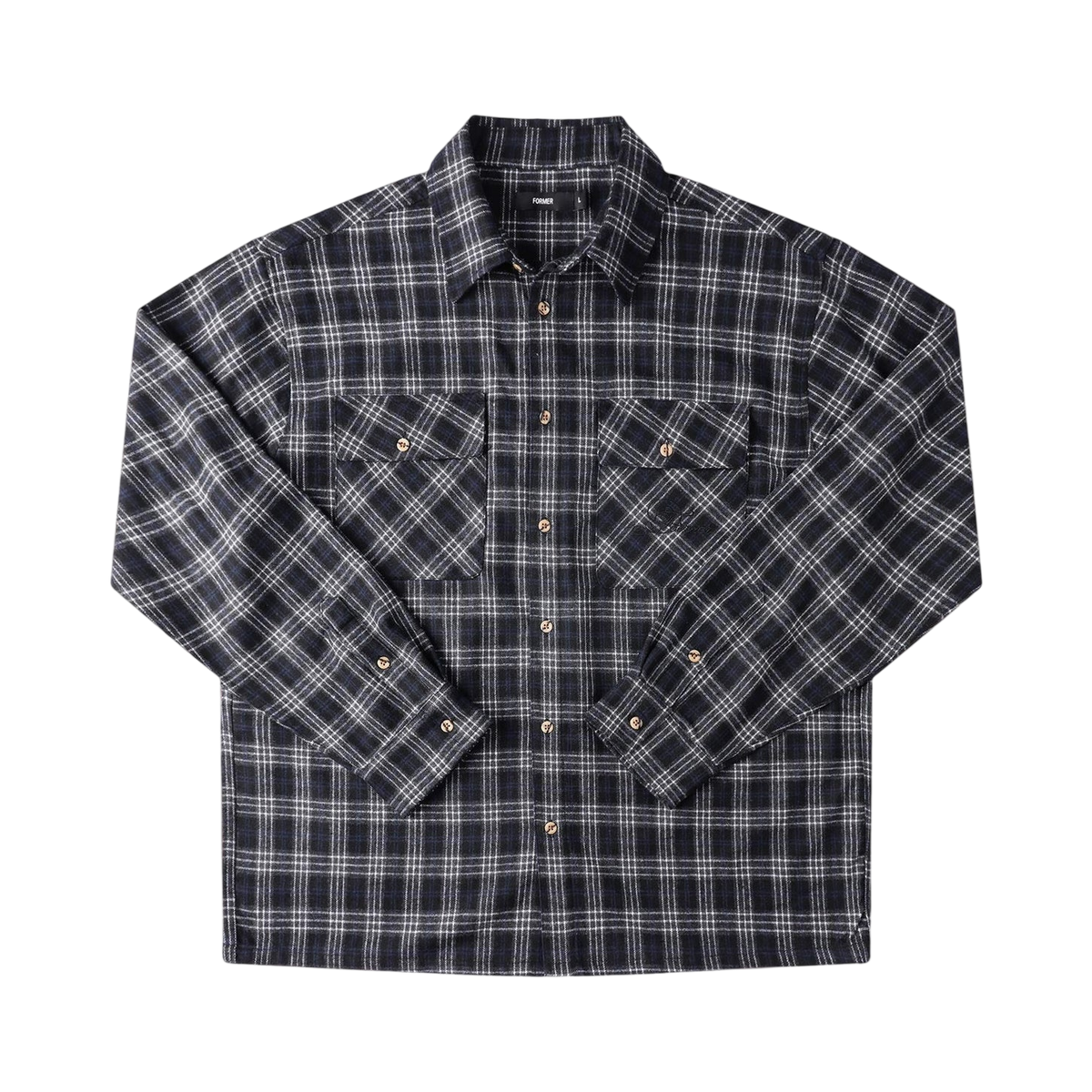 FORMER VIVAN FLANNEL LS SHIRT - BLACK/GREY