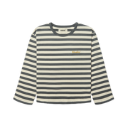 Woodbird Joul Wide Sleeve Stripe Tee — White/Slate Blue — vue catalogue
