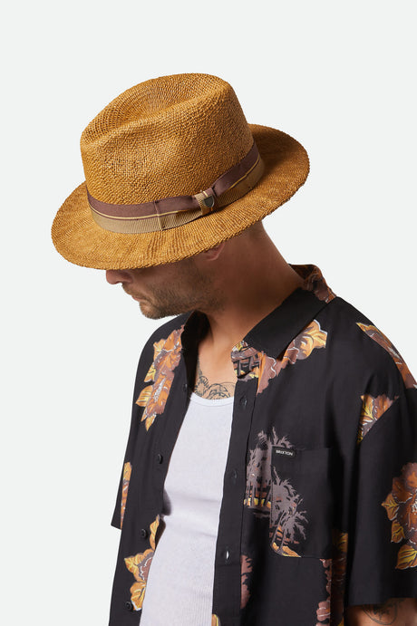 BRIXTON ROMA STRAW FEDORA 