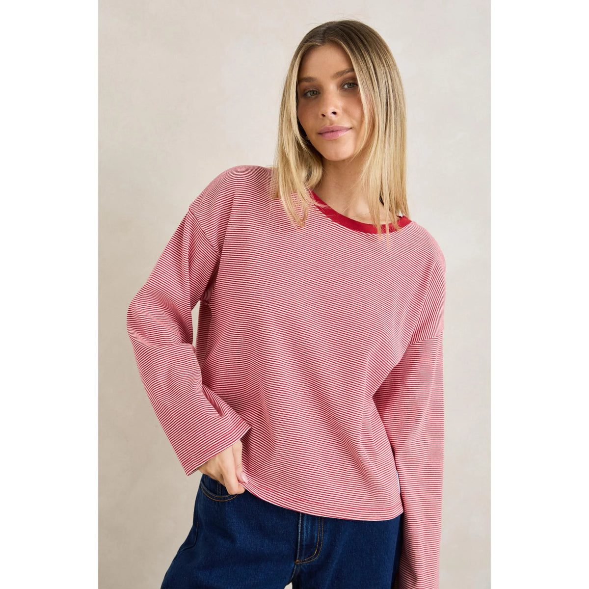 RHYTHM W LEXI STRIPE LS TOP