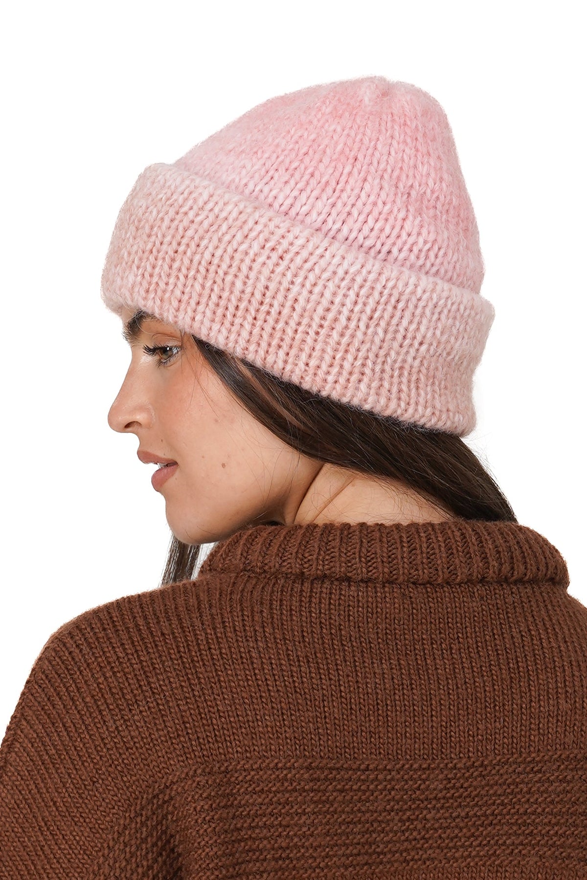 Notice Pink Haze Mohair Beanie — portée de profil