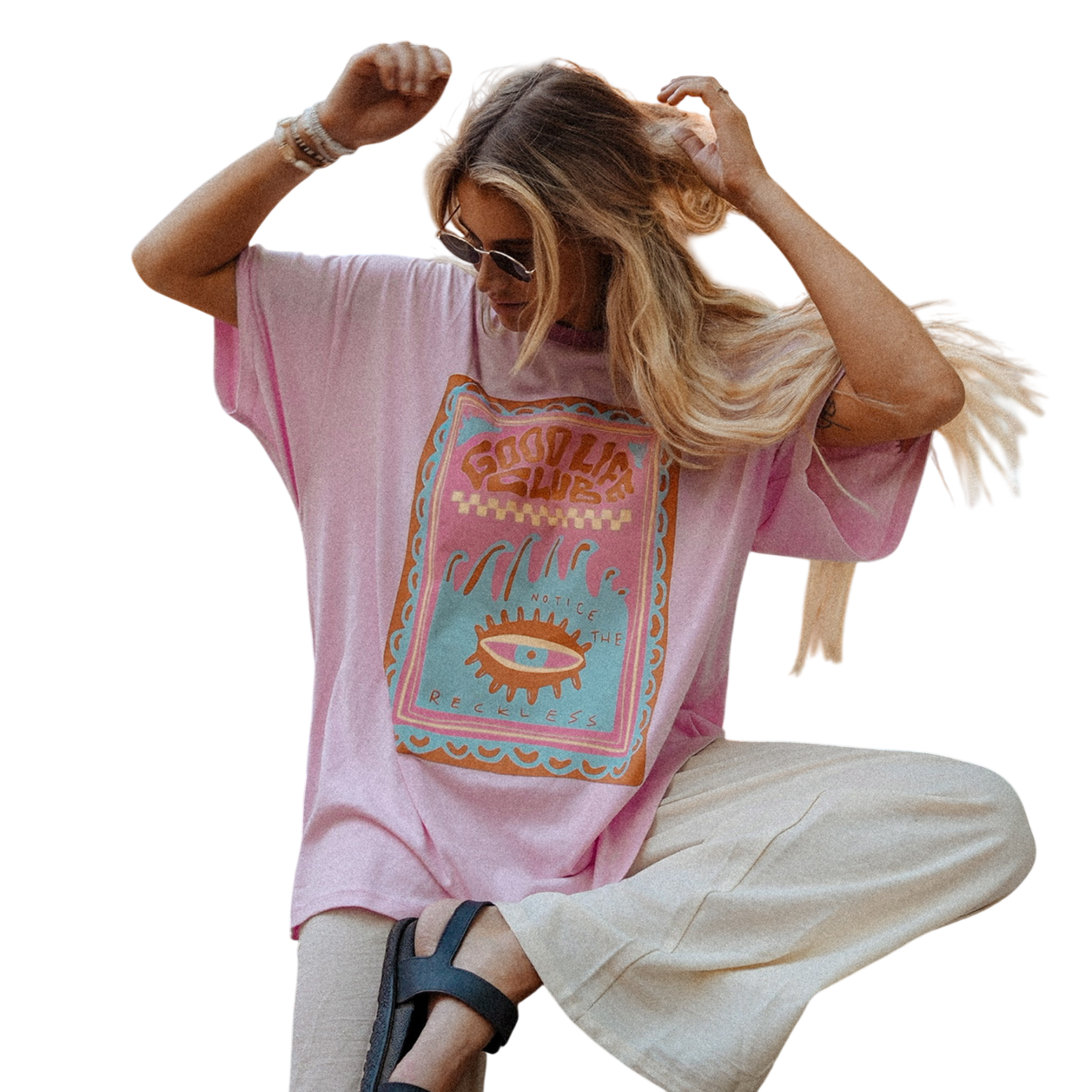 NOTE THE RECKLESS GOOD VIBES OVERSIZED TEE