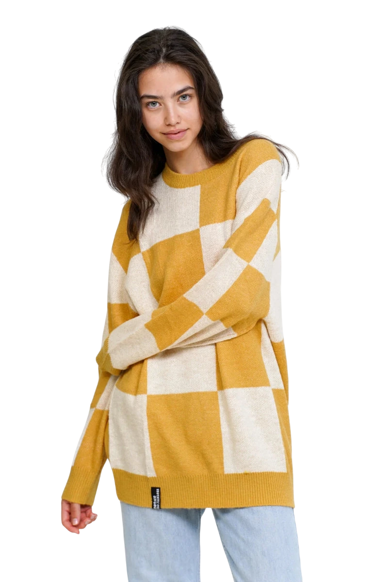 NOTICE THE RECKLESS W CHECKERED SWEATER - Boutique Homies