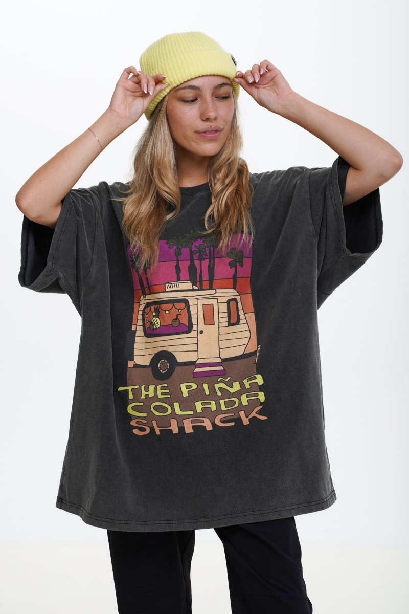NOTICE THE RECKLESS W PINA COLADA SHACK OVERSIZED TEE - Boutique Homies