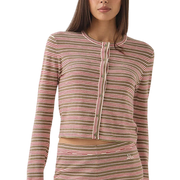 Brixton W Bixby LW Cardigan Green Multi Stripe - vue principale