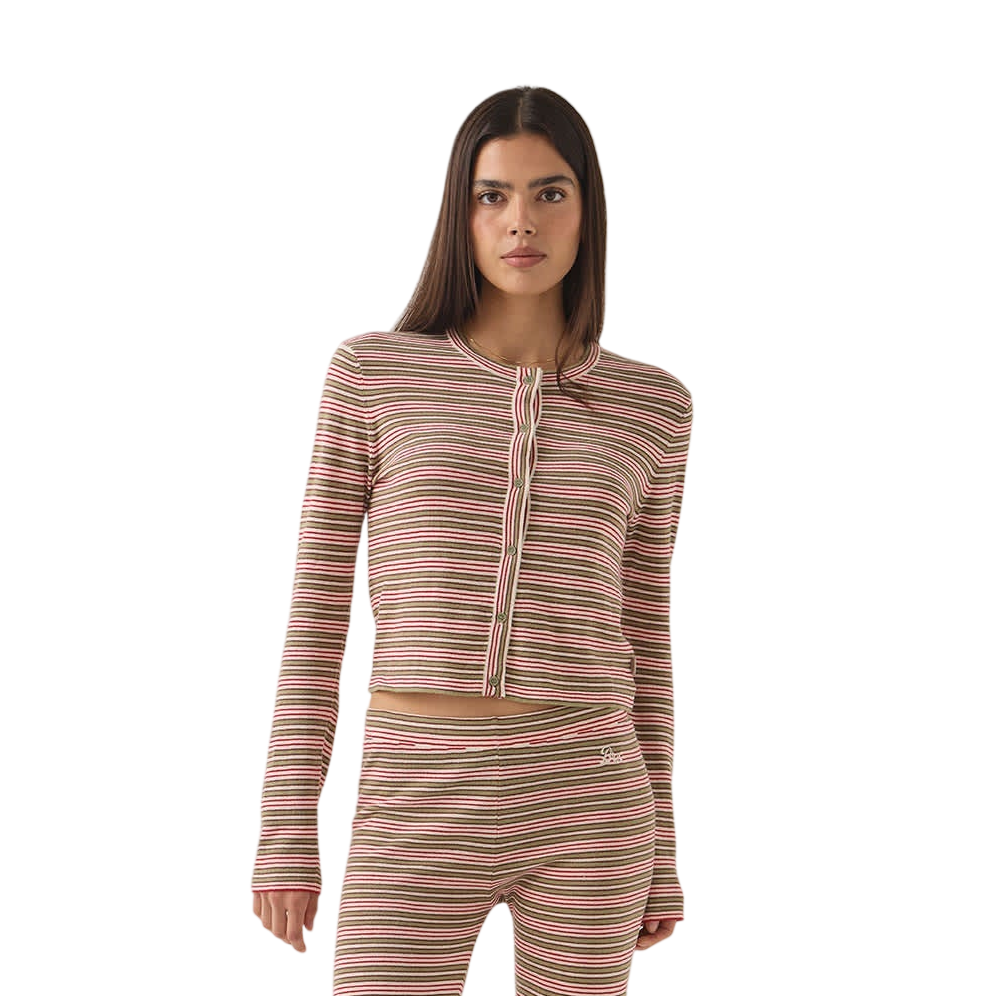 Brixton W Bixby LW Cardigan Green Multi Stripe - vue principale