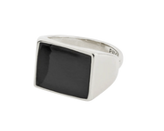PILGRIM SQUARE BLACK SIGNET RING ECRU - Boutique Homies
