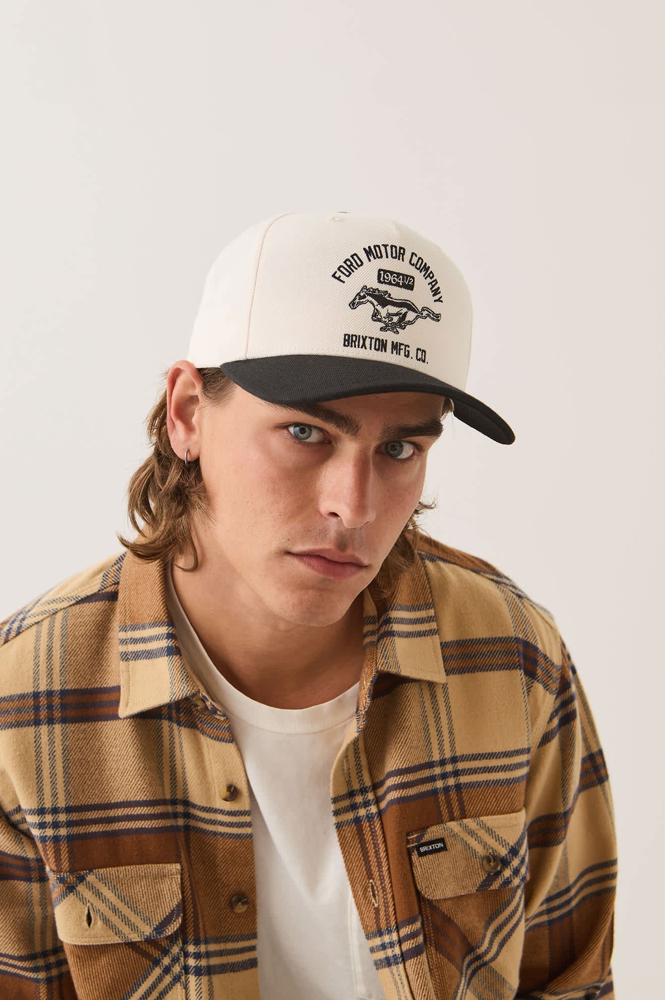 BRIXTON X FORD MUSTANG SNAPBACK - Wimbledone White/Burnt Rubber