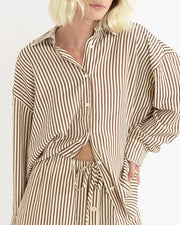 RHYTHM W COVE STRIPE OVERSIZED LONG SLEEVE SHIRT 