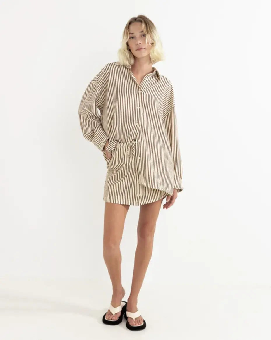 RHYTHM W COVE STRIPE OVERSIZED LONG SLEEVE SHIRT 