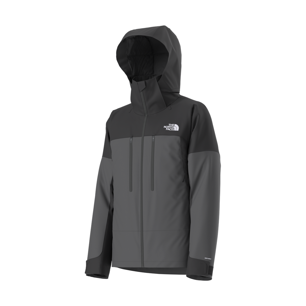 The North Face Chakal gris anthracite et noir, vue de trois quarts