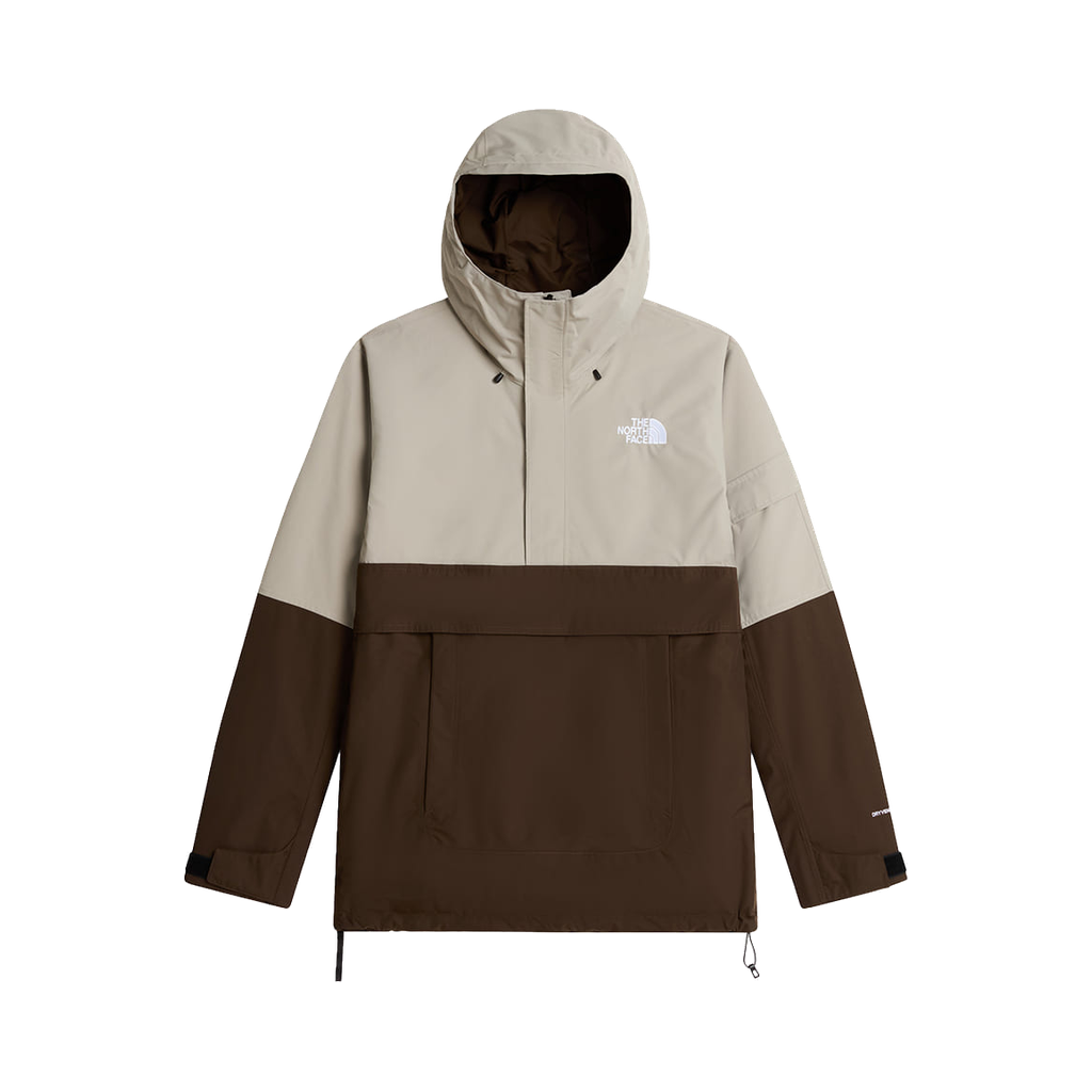 The North Face Evryday Anorak Stone Slab et Dark Chestnut, vue de face avec capuchon