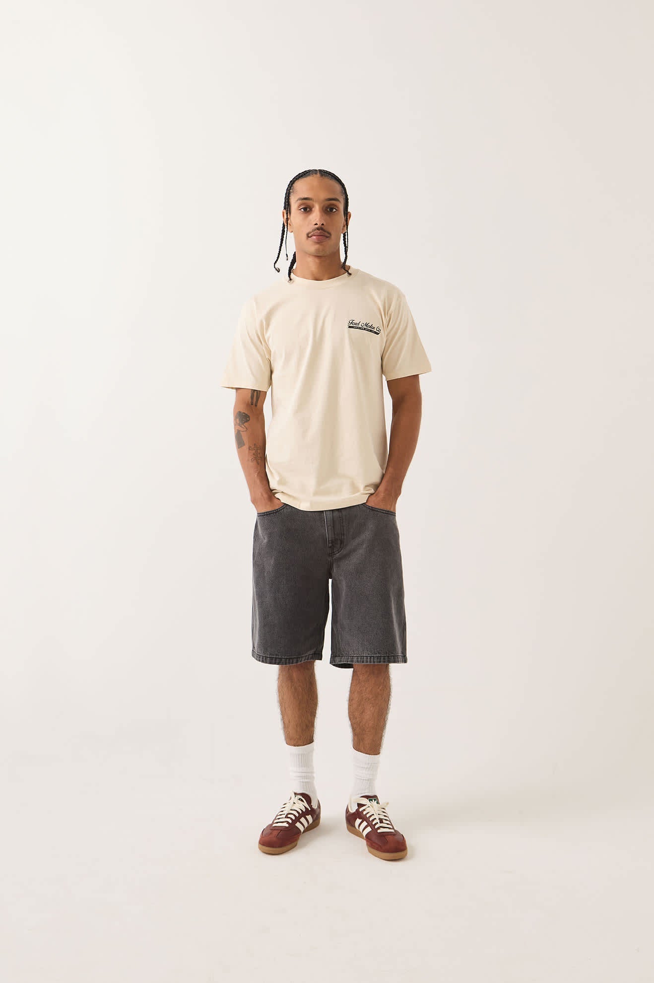BRIXTON X FORD 71 PICKUP S/S TEE - Wimbledon White