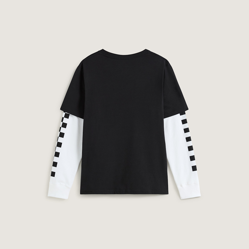Vans Kids Tilted Twofer Long Sleeve Tee Black - dos