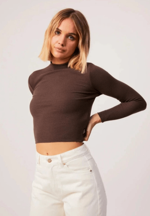 AFENDS ICONIC HEMP RIB LONG SLEEVE TOP - Boutique Homies