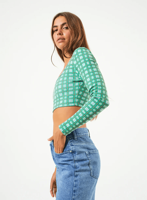 AFENDS TULLY HEMP RIB CHECK LONG SLEEVE - Boutique Homies