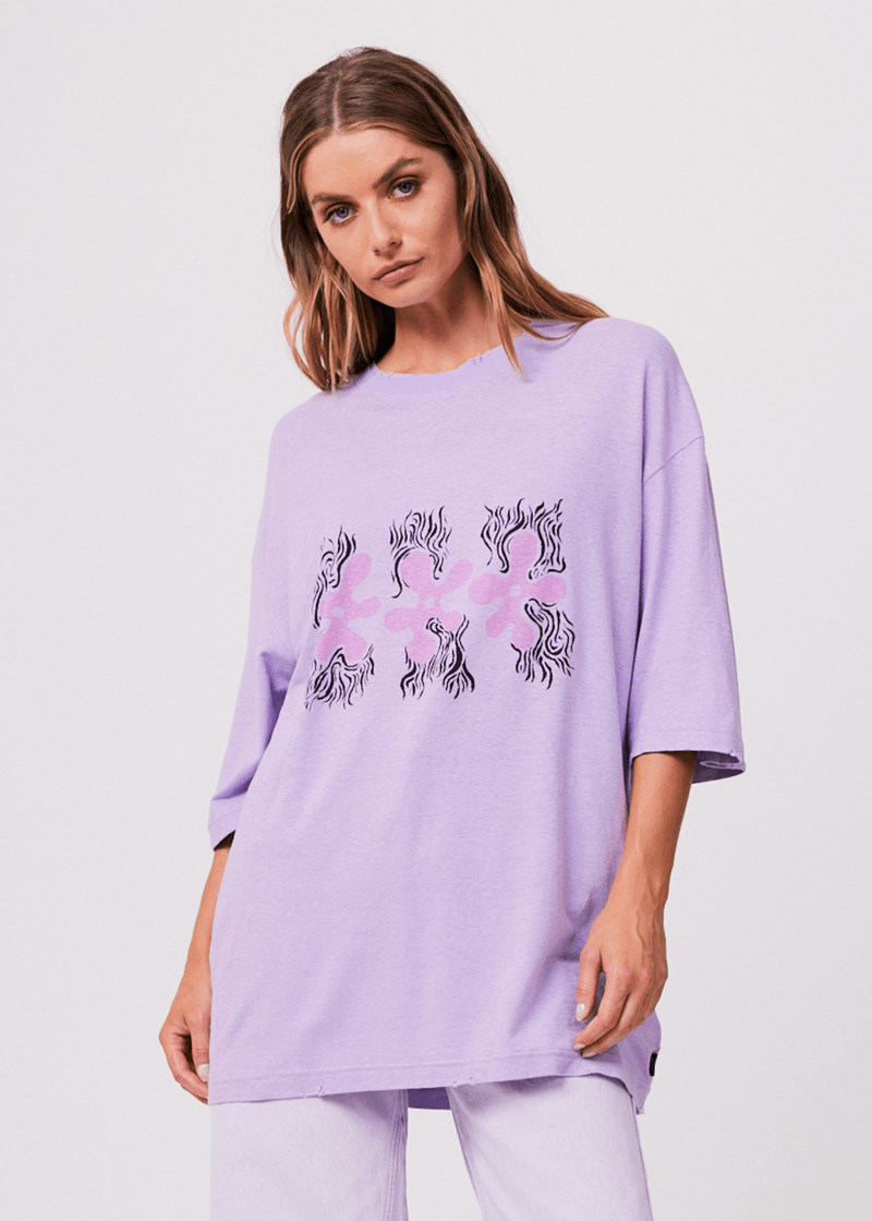 AFENDS W PINK NOISE HEMP OVERSIZED TEE - Boutique Homies
